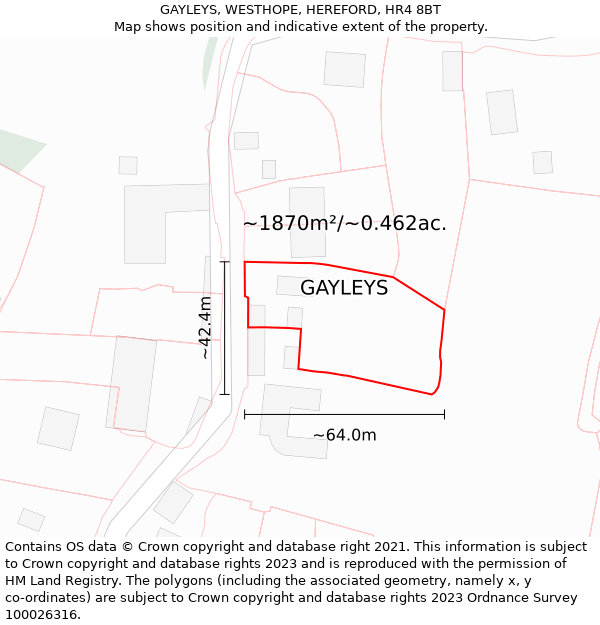 GAYLEYS, WESTHOPE, HEREFORD, HR4 8BT: Plot and title map