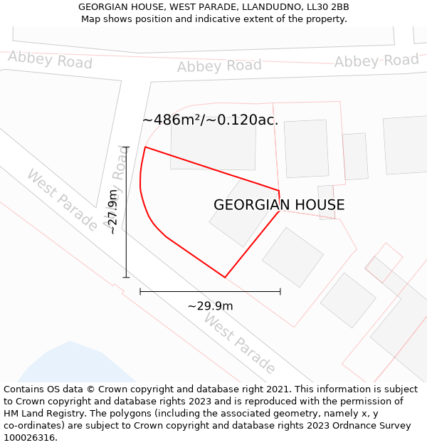 GEORGIAN HOUSE, WEST PARADE, LLANDUDNO, LL30 2BB: Plot and title map