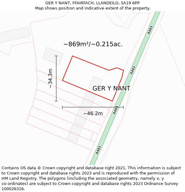 GER Y NANT, FFAIRFACH, LLANDEILO, SA19 6PP: Plot and title map