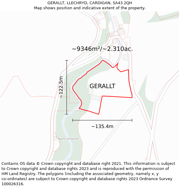 GERALLT, LLECHRYD, CARDIGAN, SA43 2QH: Plot and title map