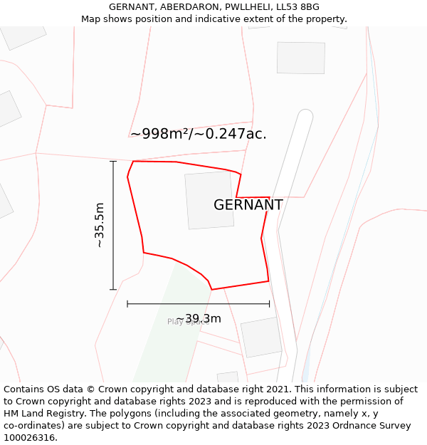 GERNANT, ABERDARON, PWLLHELI, LL53 8BG: Plot and title map