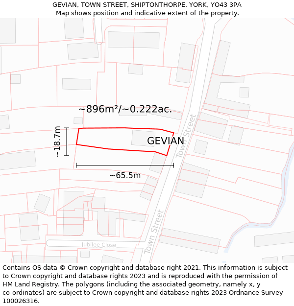 GEVIAN, TOWN STREET, SHIPTONTHORPE, YORK, YO43 3PA: Plot and title map