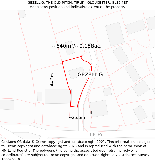 GEZELLIG, THE OLD PITCH, TIRLEY, GLOUCESTER, GL19 4ET: Plot and title map