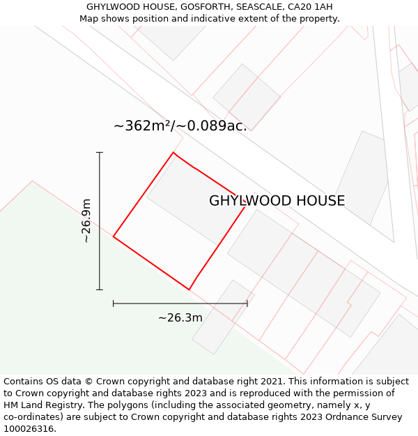GHYLWOOD HOUSE, GOSFORTH, SEASCALE, CA20 1AH: Plot and title map