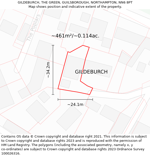 GILDEBURCH, THE GREEN, GUILSBOROUGH, NORTHAMPTON, NN6 8PT: Plot and title map