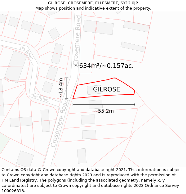 GILROSE, CROSEMERE, ELLESMERE, SY12 0JP: Plot and title map