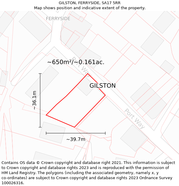 GILSTON, FERRYSIDE, SA17 5RR: Plot and title map