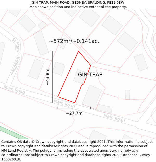 GIN TRAP, MAIN ROAD, GEDNEY, SPALDING, PE12 0BW: Plot and title map