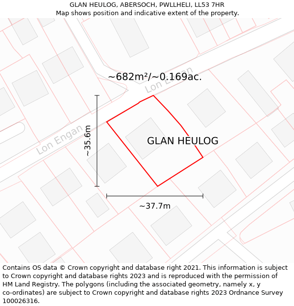 GLAN HEULOG, ABERSOCH, PWLLHELI, LL53 7HR: Plot and title map