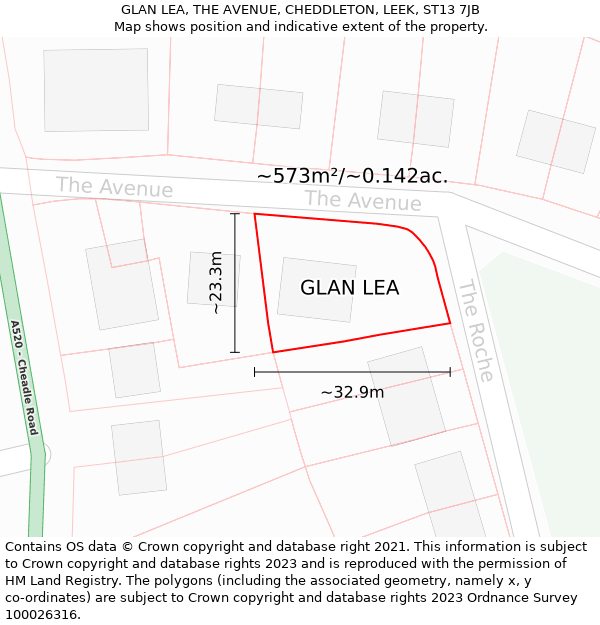 GLAN LEA, THE AVENUE, CHEDDLETON, LEEK, ST13 7JB: Plot and title map