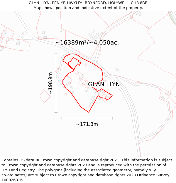 GLAN LLYN, PEN YR HWYLFA, BRYNFORD, HOLYWELL, CH8 8BB: Plot and title map