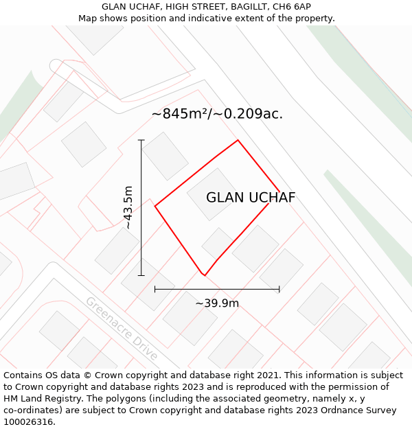 GLAN UCHAF, HIGH STREET, BAGILLT, CH6 6AP: Plot and title map