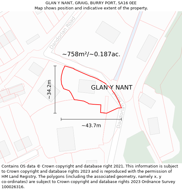 GLAN Y NANT, GRAIG, BURRY PORT, SA16 0EE: Plot and title map