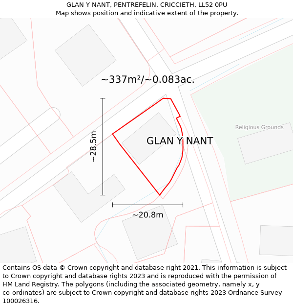 GLAN Y NANT, PENTREFELIN, CRICCIETH, LL52 0PU: Plot and title map