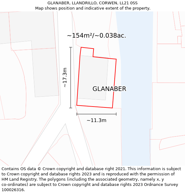 GLANABER, LLANDRILLO, CORWEN, LL21 0SS: Plot and title map