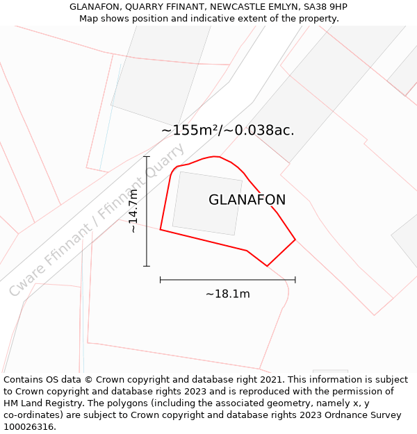 GLANAFON, QUARRY FFINANT, NEWCASTLE EMLYN, SA38 9HP: Plot and title map