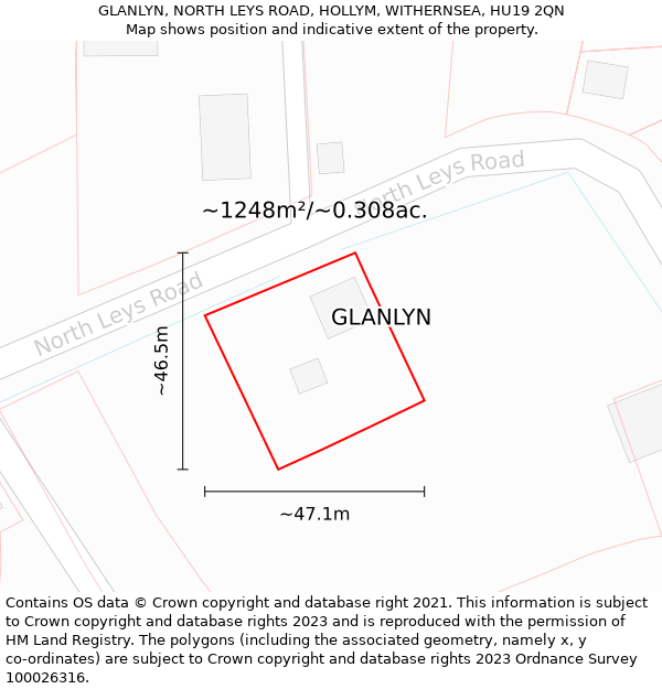 GLANLYN, NORTH LEYS ROAD, HOLLYM, WITHERNSEA, HU19 2QN: Plot and title map