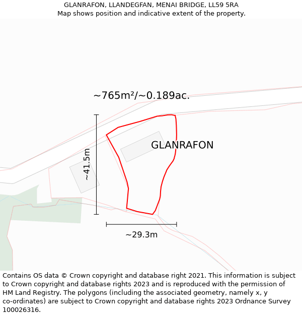GLANRAFON, LLANDEGFAN, MENAI BRIDGE, LL59 5RA: Plot and title map
