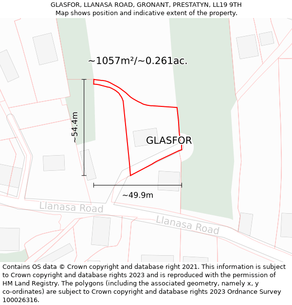 GLASFOR, LLANASA ROAD, GRONANT, PRESTATYN, LL19 9TH: Plot and title map