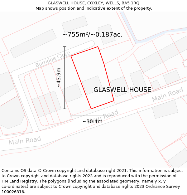 GLASWELL HOUSE, COXLEY, WELLS, BA5 1RQ: Plot and title map
