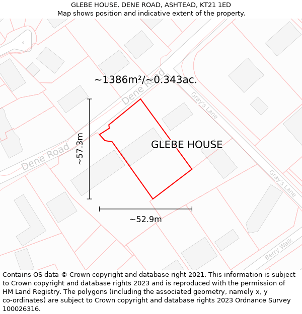 GLEBE HOUSE, DENE ROAD, ASHTEAD, KT21 1ED: Plot and title map