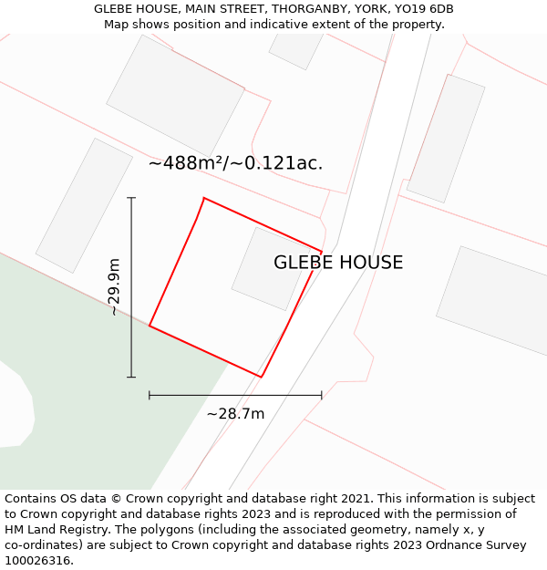 GLEBE HOUSE, MAIN STREET, THORGANBY, YORK, YO19 6DB: Plot and title map