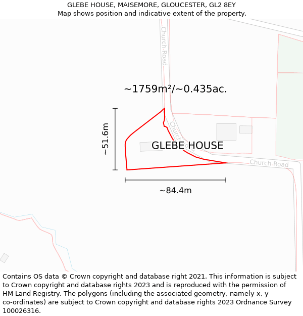 GLEBE HOUSE, MAISEMORE, GLOUCESTER, GL2 8EY: Plot and title map