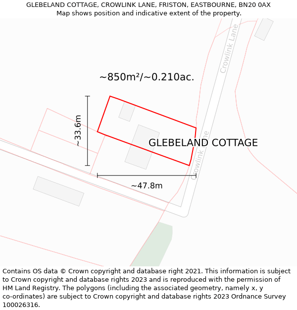 GLEBELAND COTTAGE, CROWLINK LANE, FRISTON, EASTBOURNE, BN20 0AX: Plot and title map