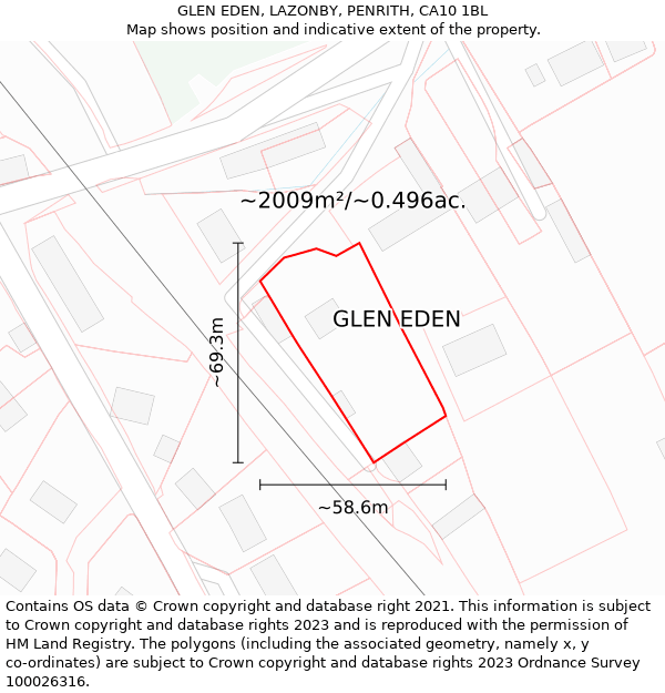 GLEN EDEN, LAZONBY, PENRITH, CA10 1BL: Plot and title map