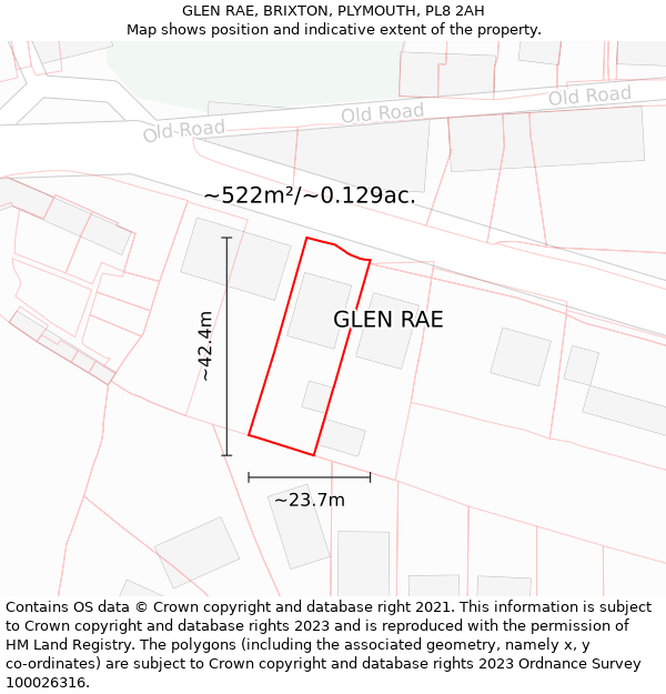 GLEN RAE, BRIXTON, PLYMOUTH, PL8 2AH: Plot and title map