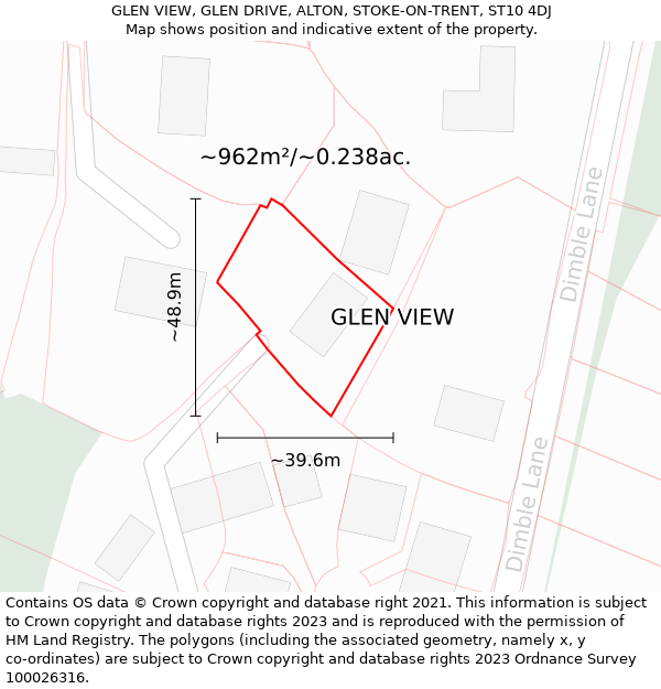 GLEN VIEW, GLEN DRIVE, ALTON, STOKE-ON-TRENT, ST10 4DJ: Plot and title map