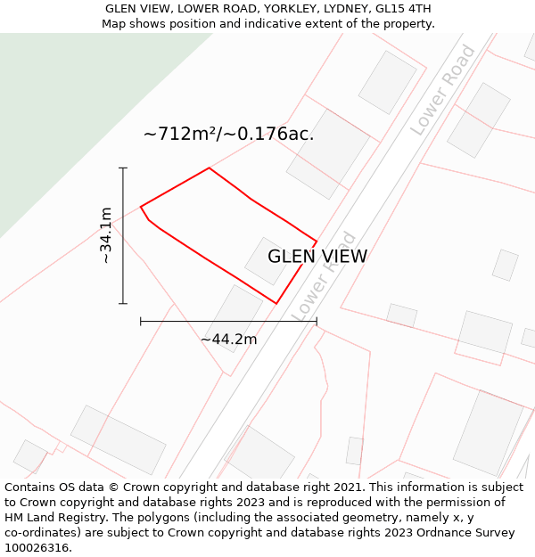 GLEN VIEW, LOWER ROAD, YORKLEY, LYDNEY, GL15 4TH: Plot and title map