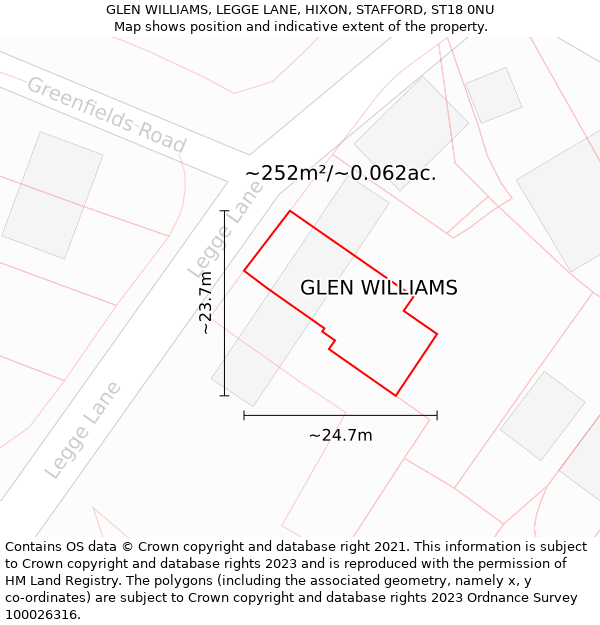 GLEN WILLIAMS, LEGGE LANE, HIXON, STAFFORD, ST18 0NU: Plot and title map