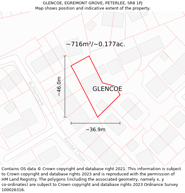 GLENCOE, EGREMONT GROVE, PETERLEE, SR8 1PJ: Plot and title map