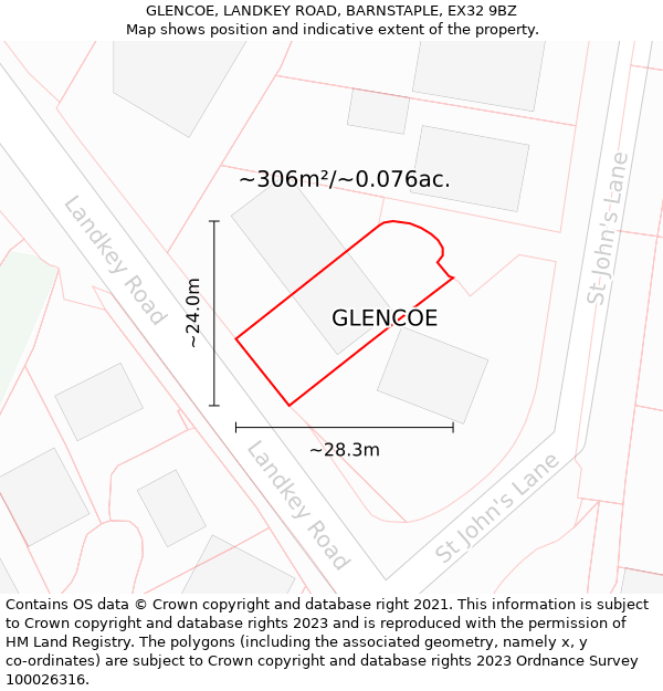 GLENCOE, LANDKEY ROAD, BARNSTAPLE, EX32 9BZ: Plot and title map