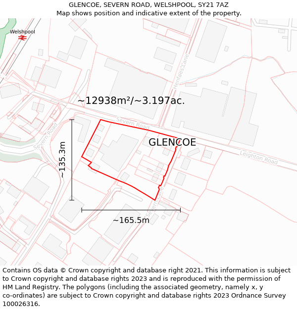 GLENCOE, SEVERN ROAD, WELSHPOOL, SY21 7AZ: Plot and title map