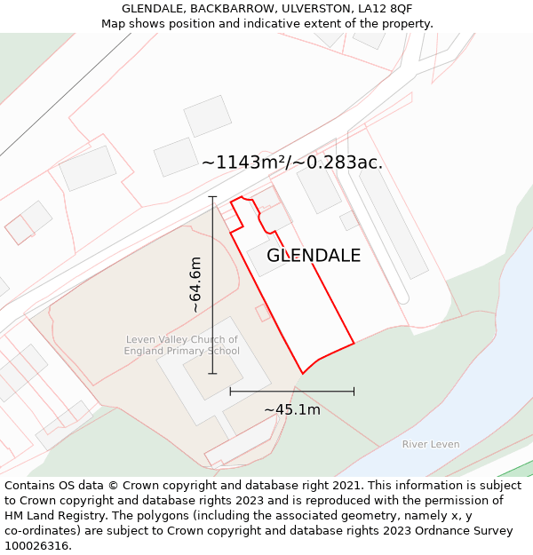 GLENDALE, BACKBARROW, ULVERSTON, LA12 8QF: Plot and title map