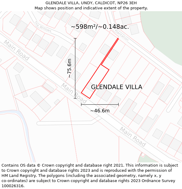 GLENDALE VILLA, UNDY, CALDICOT, NP26 3EH: Plot and title map