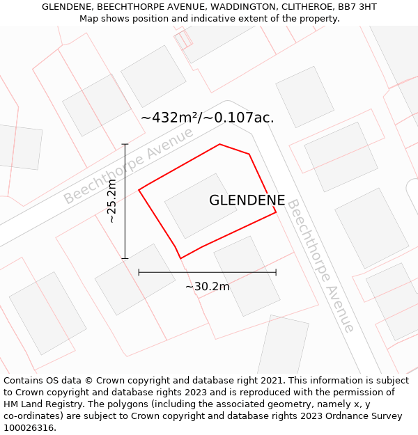 GLENDENE, BEECHTHORPE AVENUE, WADDINGTON, CLITHEROE, BB7 3HT: Plot and title map