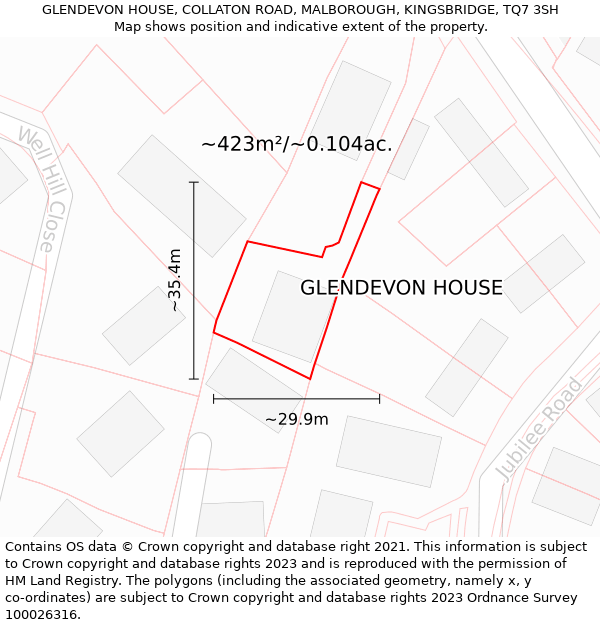 GLENDEVON HOUSE, COLLATON ROAD, MALBOROUGH, KINGSBRIDGE, TQ7 3SH: Plot and title map