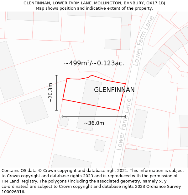 GLENFINNAN, LOWER FARM LANE, MOLLINGTON, BANBURY, OX17 1BJ: Plot and title map