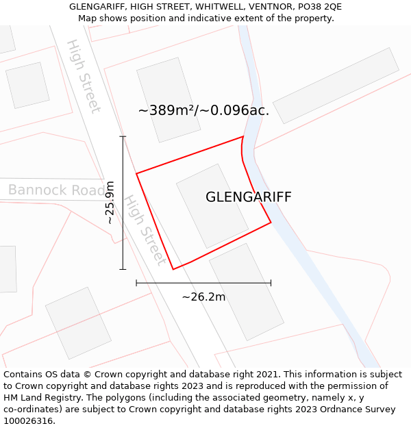 GLENGARIFF, HIGH STREET, WHITWELL, VENTNOR, PO38 2QE: Plot and title map