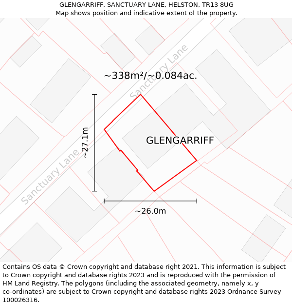 GLENGARRIFF, SANCTUARY LANE, HELSTON, TR13 8UG: Plot and title map