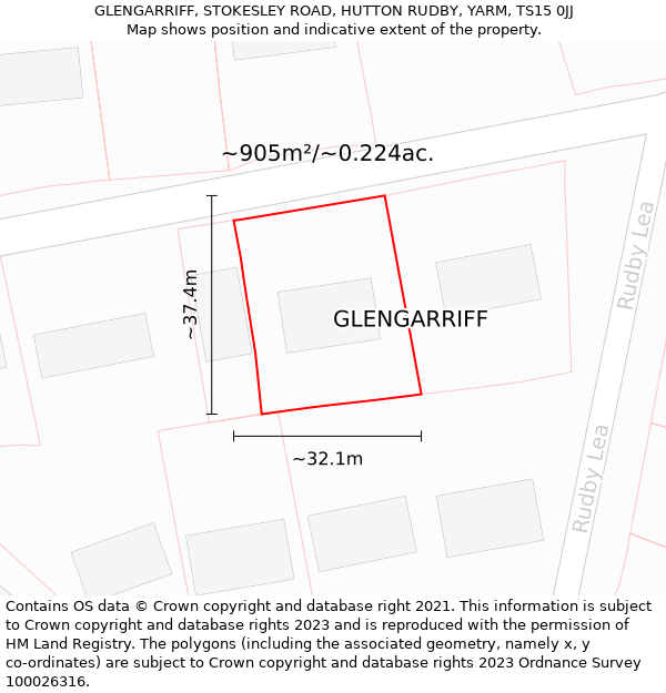 GLENGARRIFF, STOKESLEY ROAD, HUTTON RUDBY, YARM, TS15 0JJ: Plot and title map