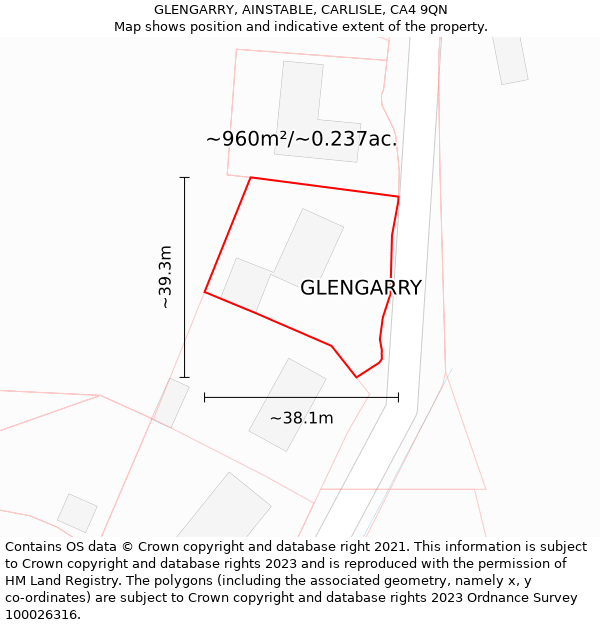 GLENGARRY, AINSTABLE, CARLISLE, CA4 9QN: Plot and title map