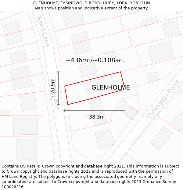 GLENHOLME, EASINGWOLD ROAD, HUBY, YORK, YO61 1HN: Plot and title map