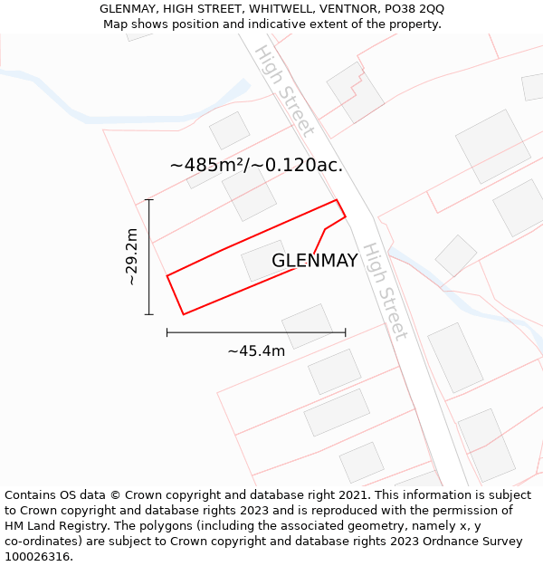 GLENMAY, HIGH STREET, WHITWELL, VENTNOR, PO38 2QQ: Plot and title map