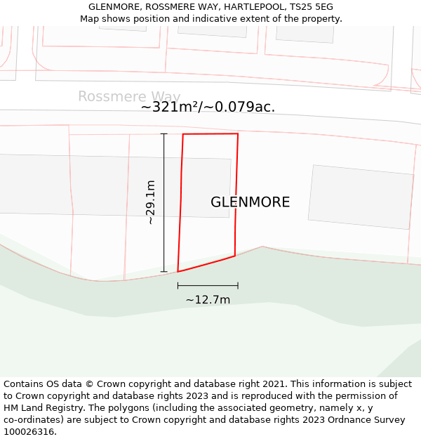GLENMORE, ROSSMERE WAY, HARTLEPOOL, TS25 5EG: Plot and title map