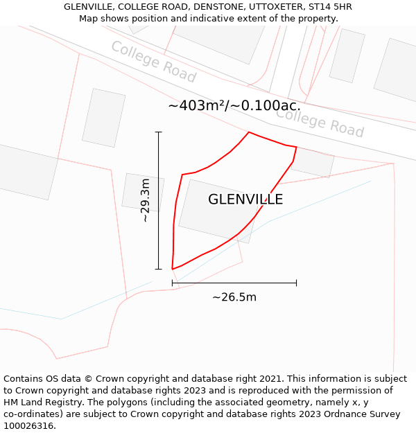 GLENVILLE, COLLEGE ROAD, DENSTONE, UTTOXETER, ST14 5HR: Plot and title map
