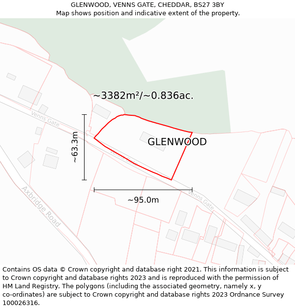 GLENWOOD, VENNS GATE, CHEDDAR, BS27 3BY: Plot and title map